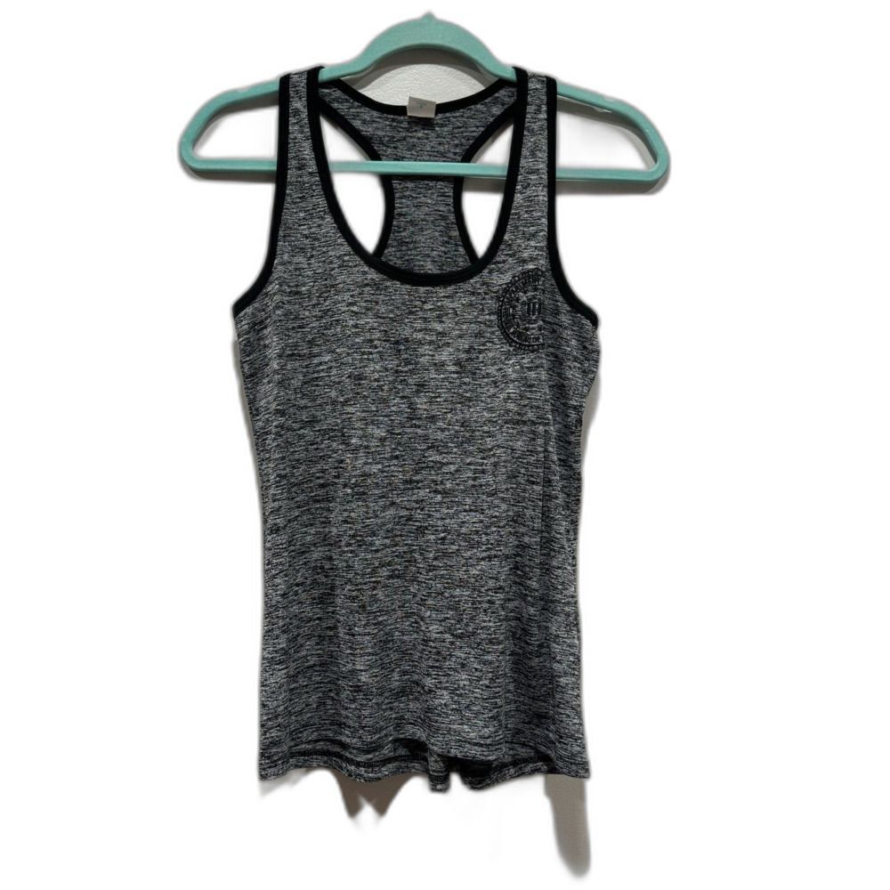 FBI Embroidered Tank Top Blouse Gray Loose Flowy Fit Sleeveless Woman sz Small